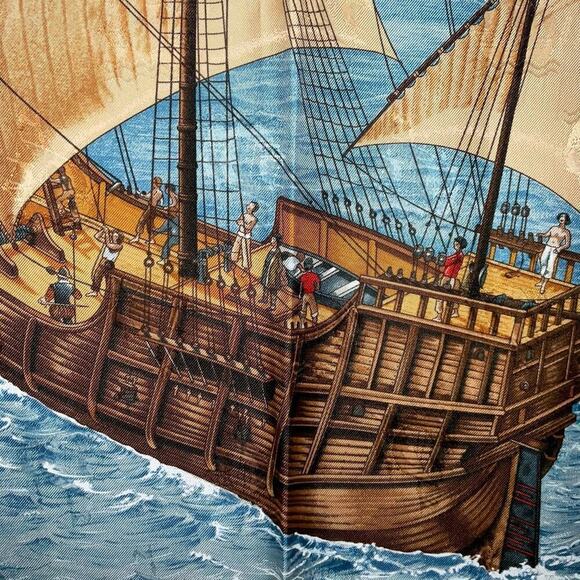 Hermes  Hermès CHRISTOPHE COLOMB DECOUVRE L’AMERIQUE 12 OCTOBRE 1492 SILK SCARF - Picture 14 of 16